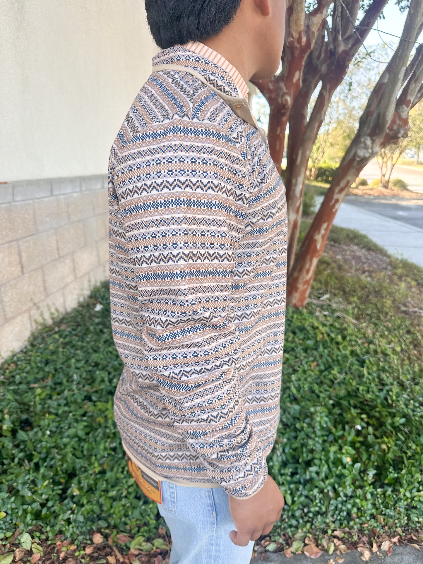S. Casanova Thomas Fleece Quarter Snap - Oat Fair Isle