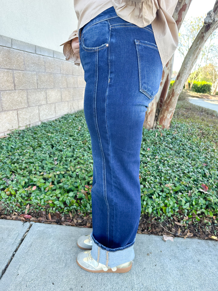 Risen Addison - Mid Rise Ankle Straight Cuff Jeans Dark