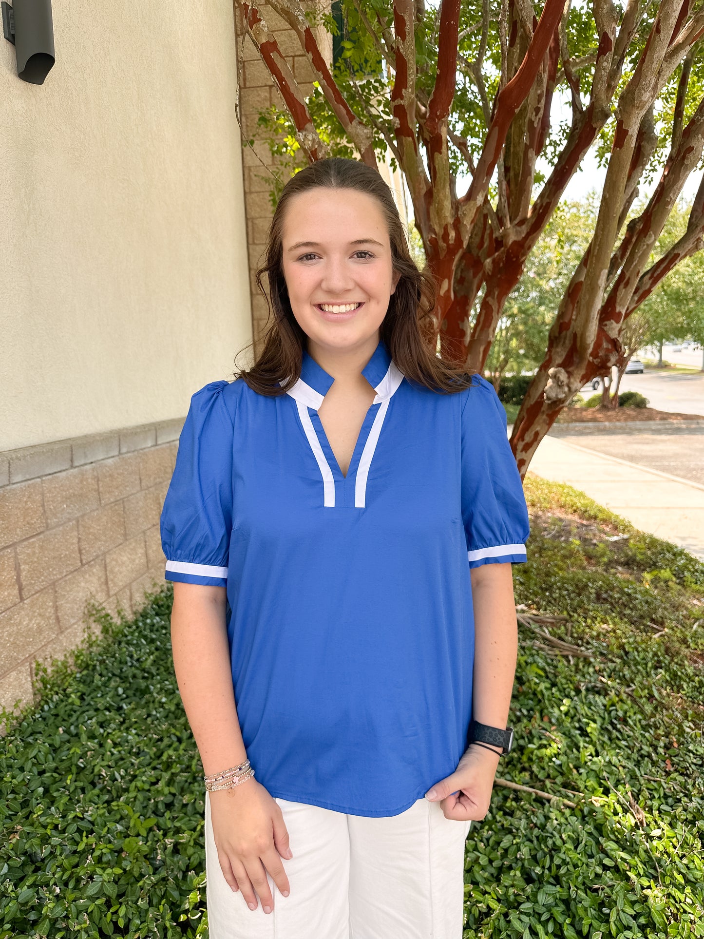 Tricia Top - Blue & White