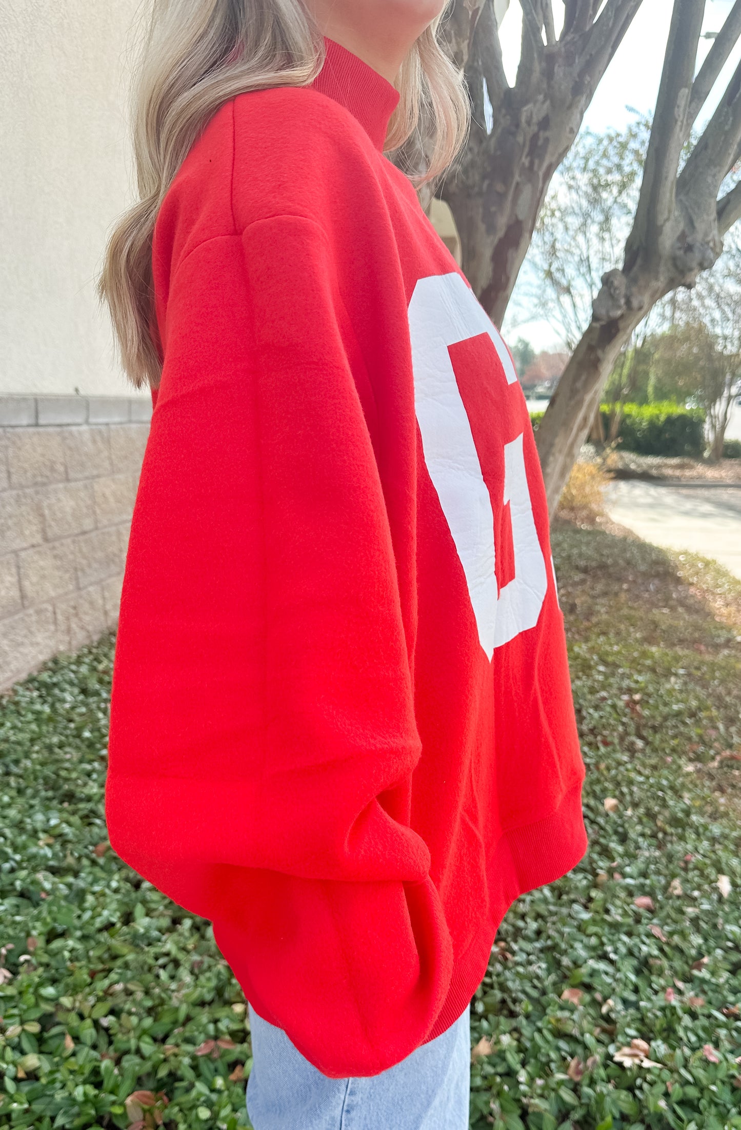 Georgia Reversible Mockneck Sweatshirt - Red