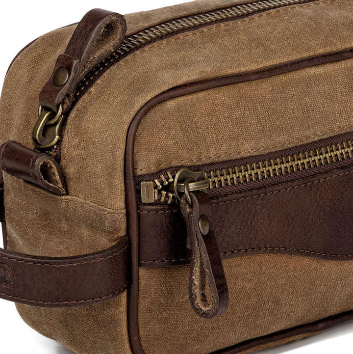 Mission Mercantile Campaign Waxed Canvas Toiletry Shave Kit - Smoke Brown