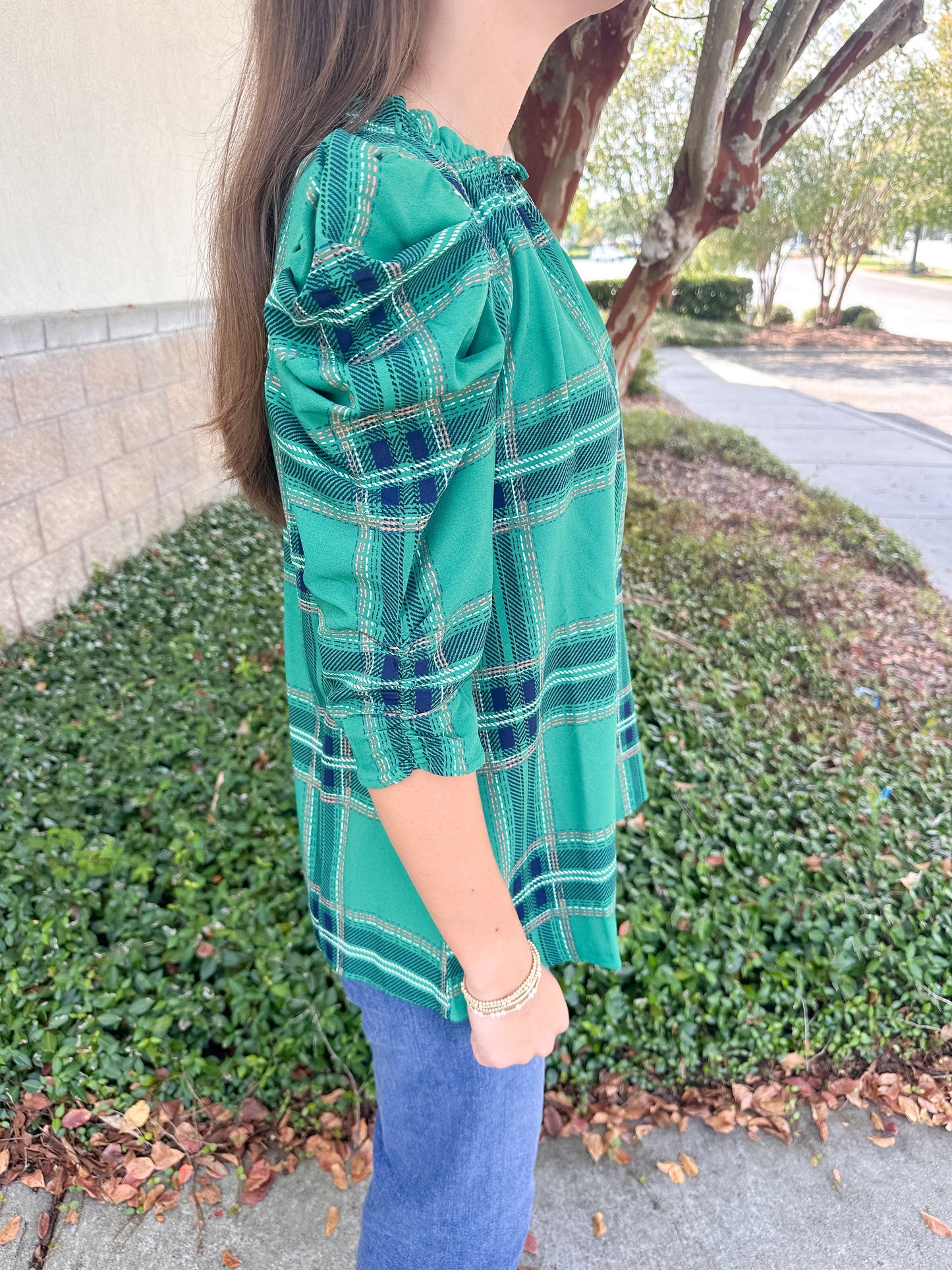 Jade Plaid Top