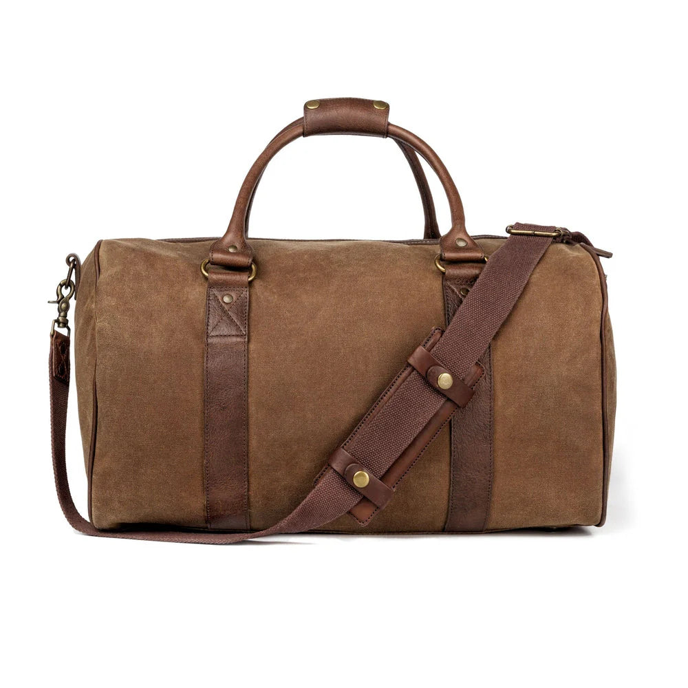 Mission Mercantile Campaign Waxed Canvas Medium Field Duffle Bag - Smoke Brown