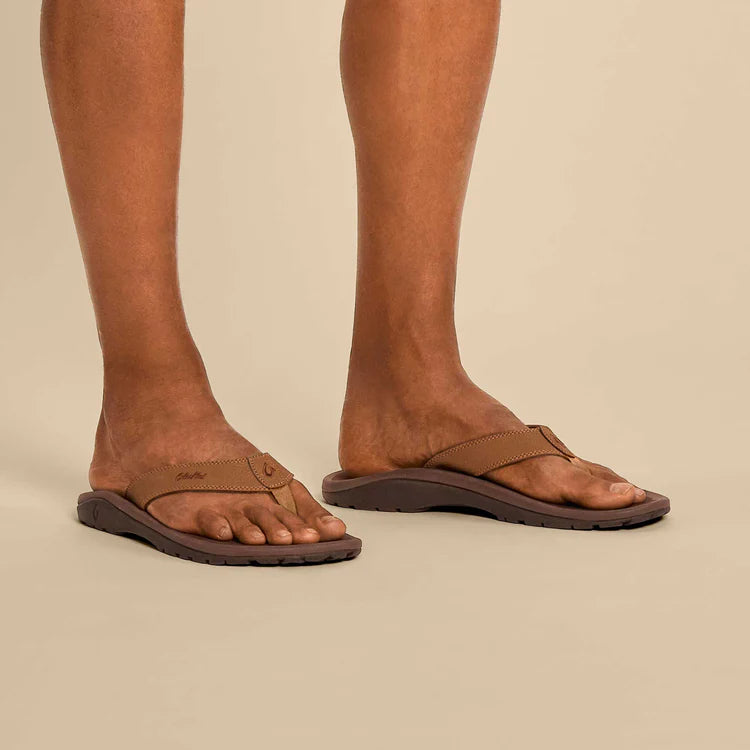 OluKai Men’s ‘Ohana Water-Friendly Beach Sandal - Tan|Dark Java