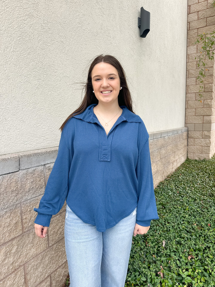 Azalea Knit Top - Dark Blue