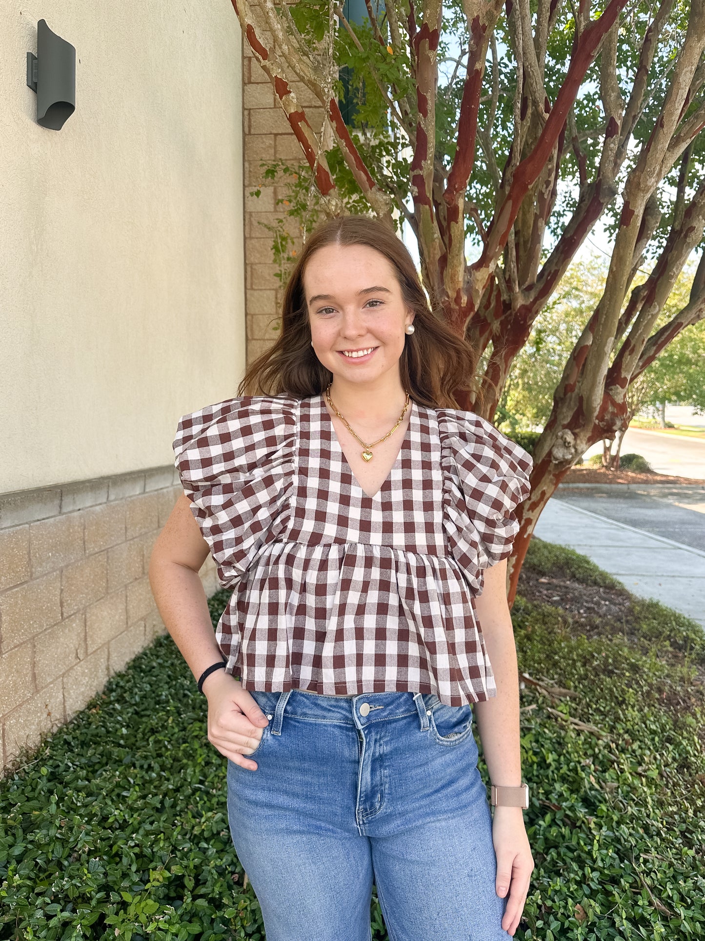 Darcy Bubble Top - Gingham