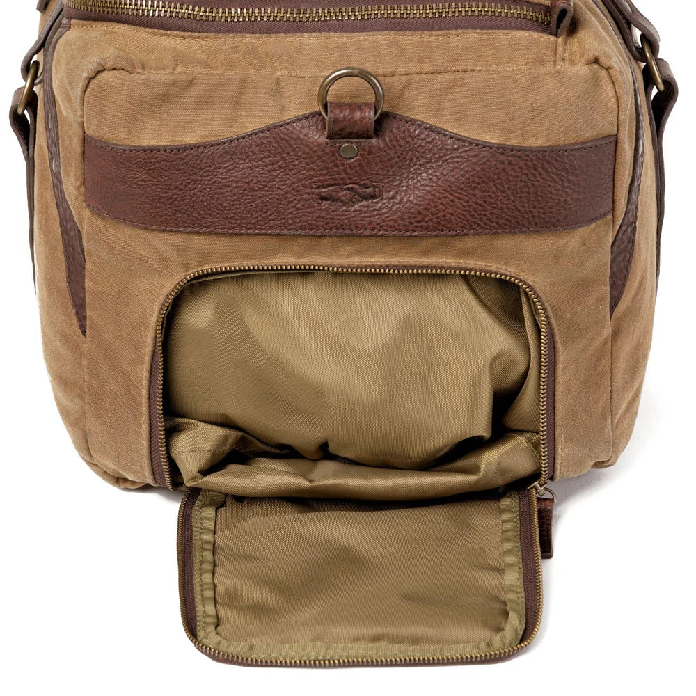 Mission Mercantile Campaign Waxed Canvas Large Duffle Bag - Smoke Brown