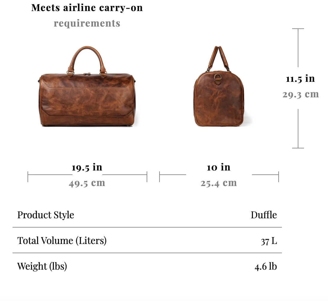 Mission Mercantile Benjamin Leather Duffle Bag - Walnut