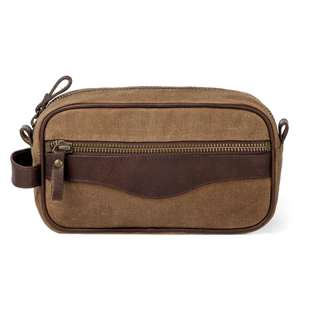 Mission Mercantile Campaign Waxed Canvas Toiletry Shave Kit - Smoke Brown