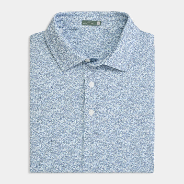 Genteal S26 Great White Printed Performance Polo - Ice Blue