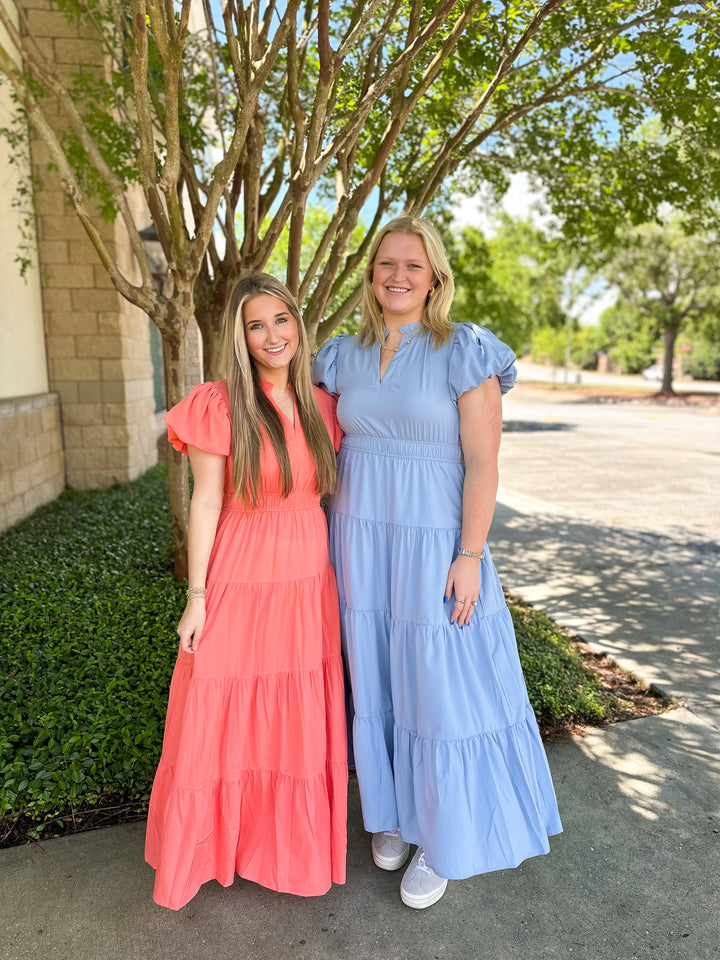Jade Tiered Puff Sleeve Maxi
