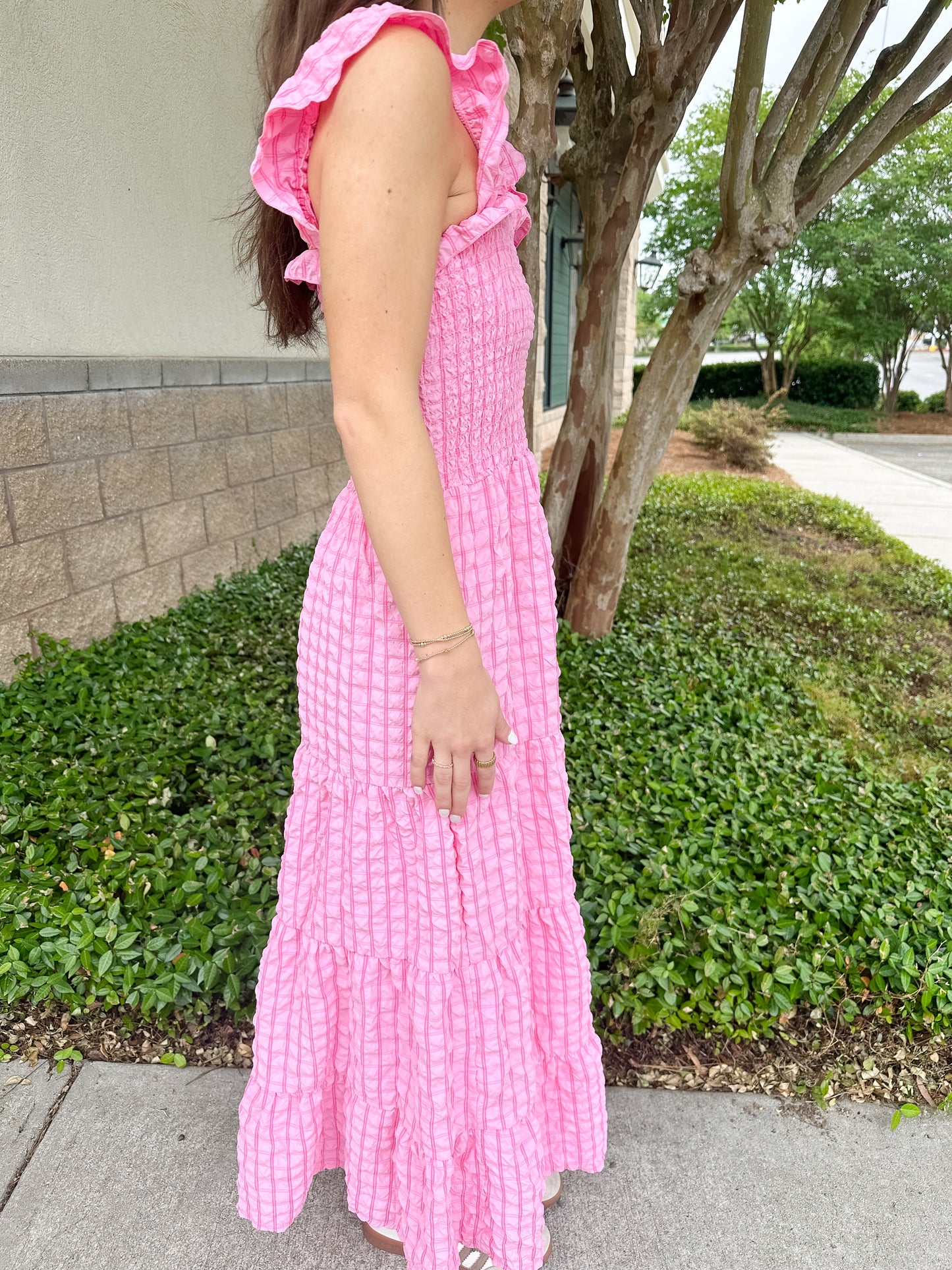Bianca Tiered Textured Maxi - Pink