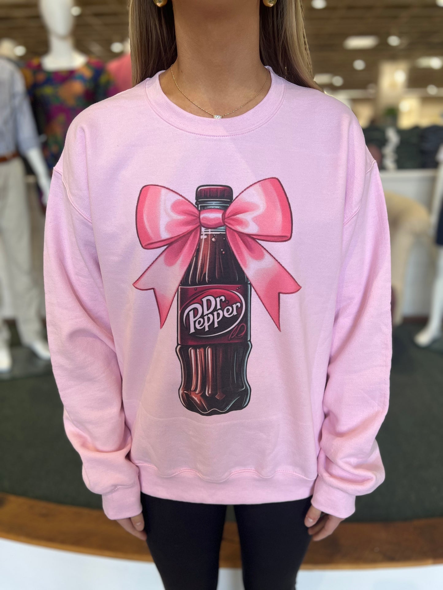 Coquette Dr. Pepper Pink Bow Sweatshirt