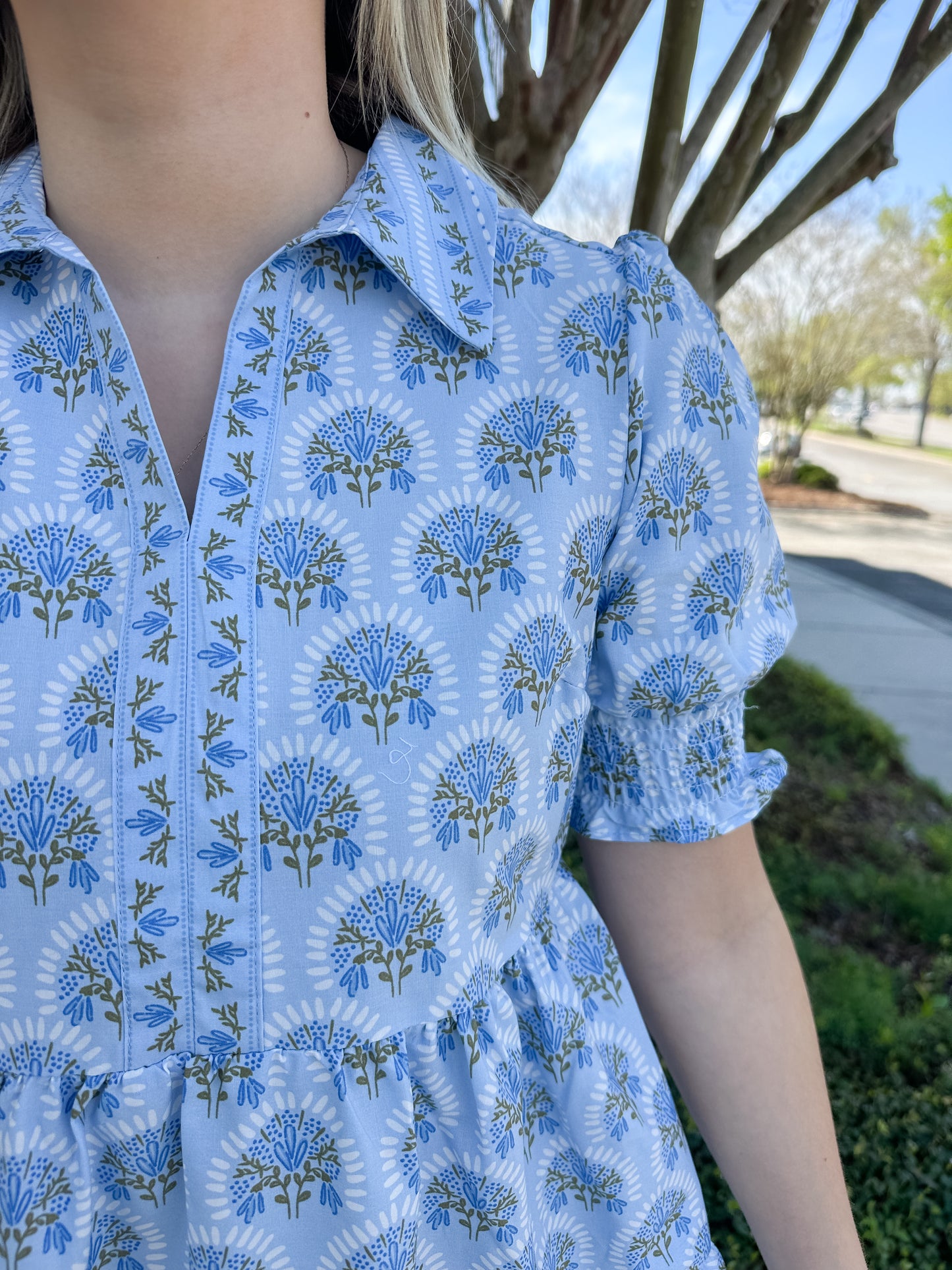 Molly Dress - Sunshower Flora Blue