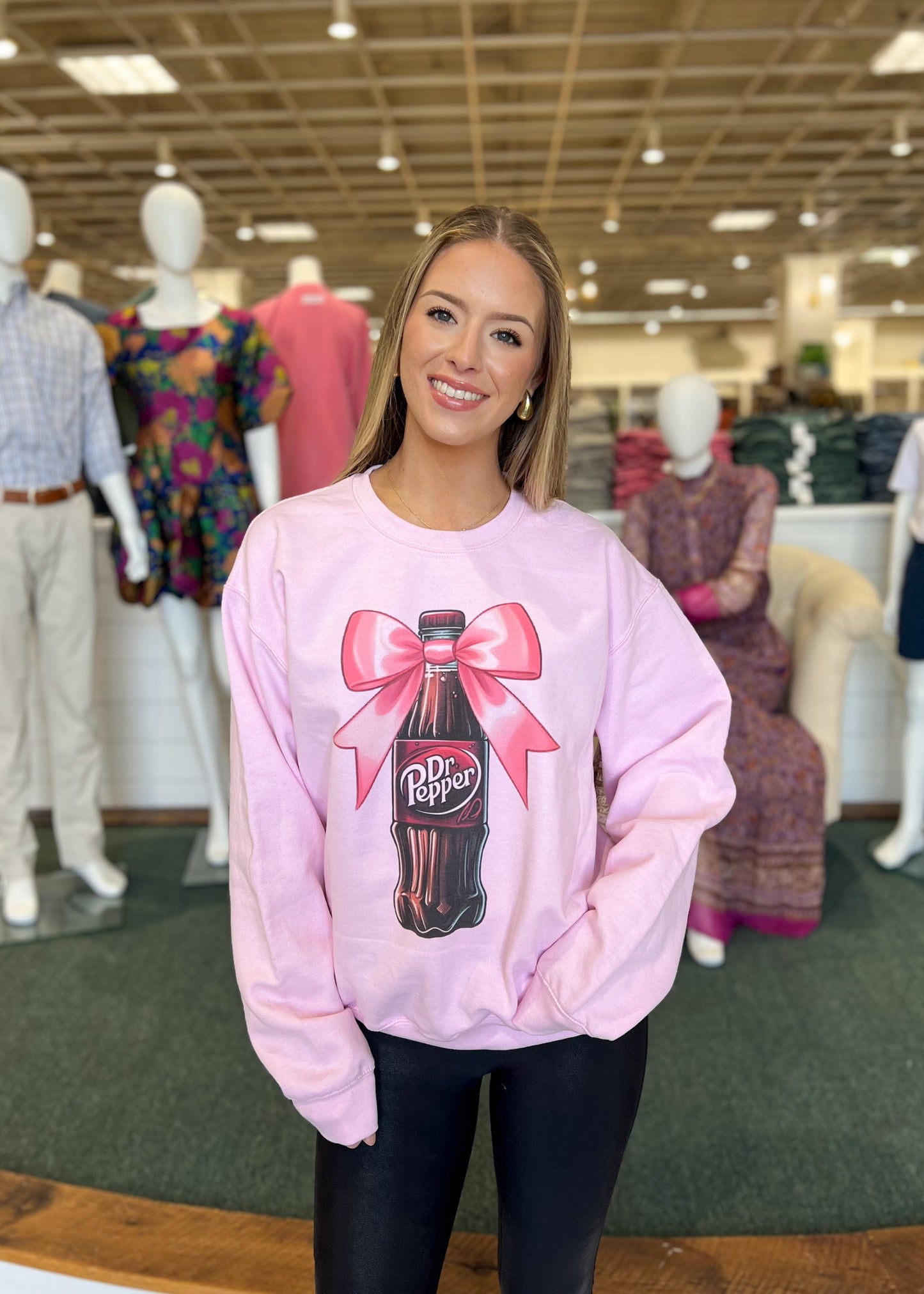 Coquette Dr. Pepper Pink Bow Sweatshirt