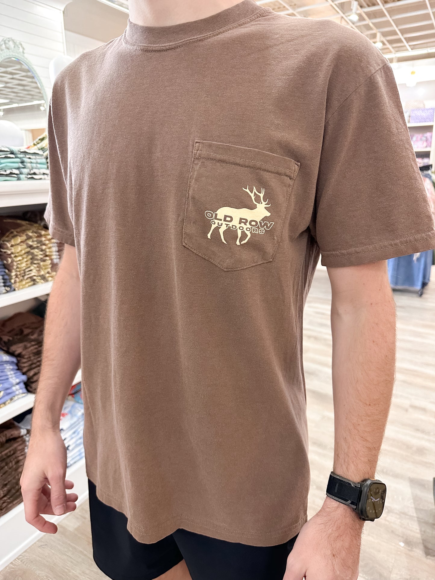 Old Row Camo Moose S/S Pocket T-Shirt - Espresso