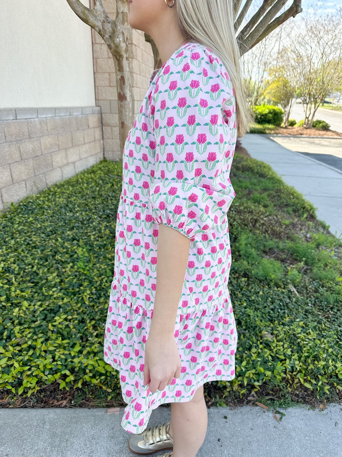 Riley Mini Dress - Flora Fanfare Pink
