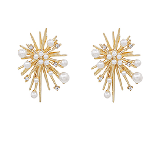 Burst Pearl Stud Earrings
