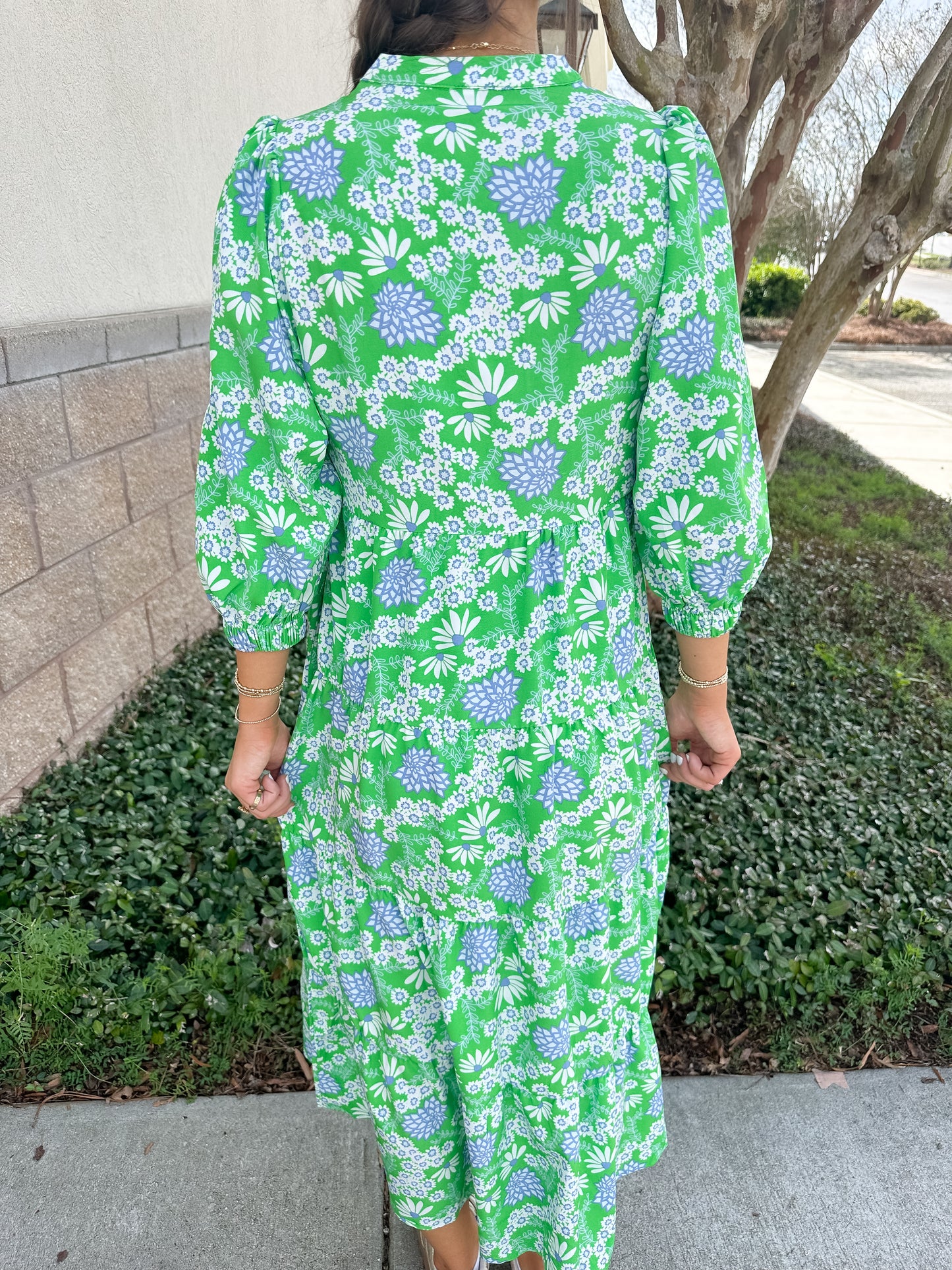 Cameron Dress - Daisy Chains Green