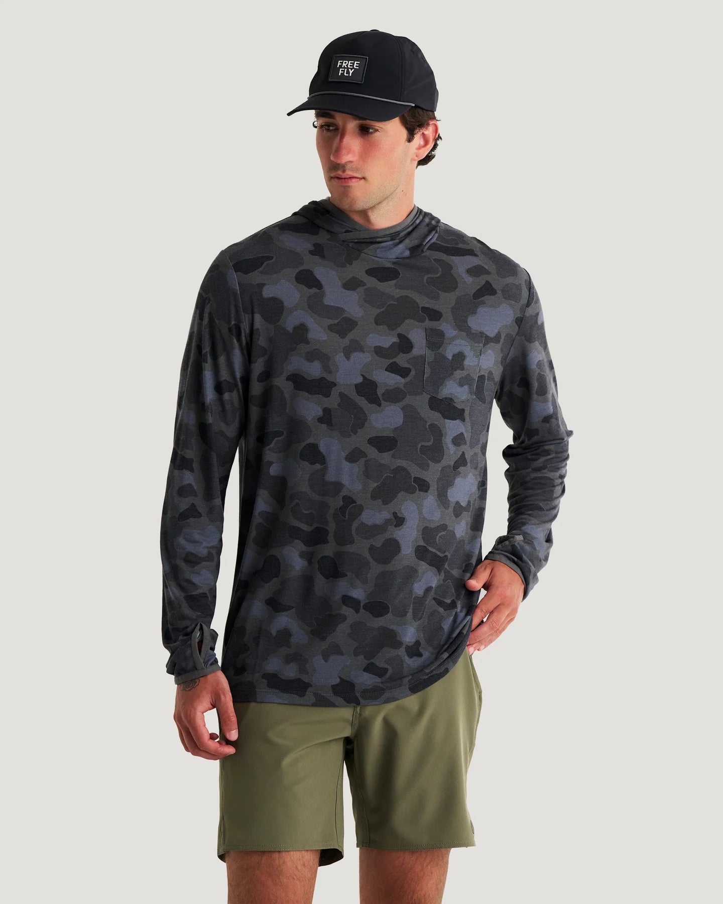 Free Fly Men’s Bamboo Lightweight Hoodie - Vintage Camo Black