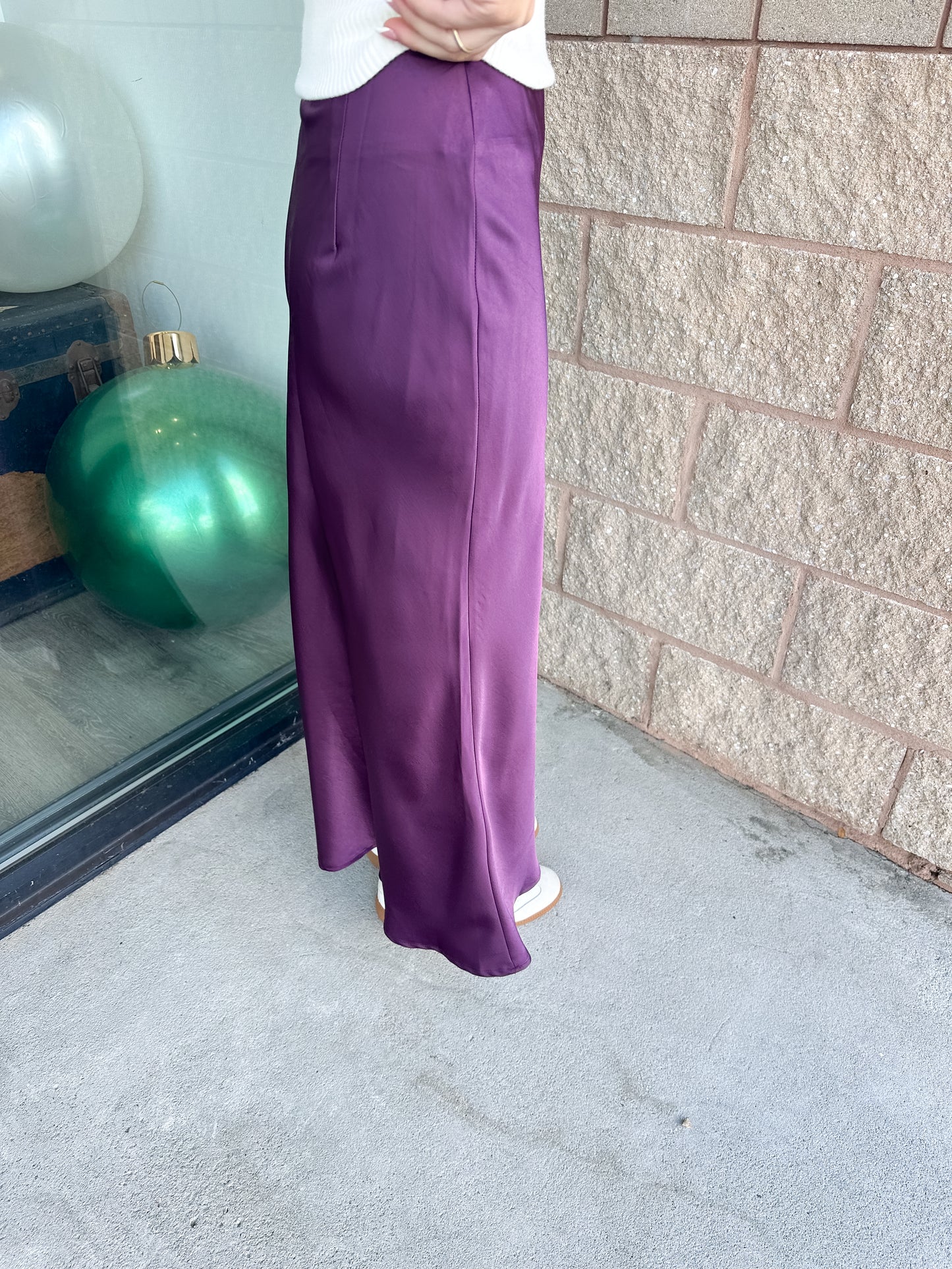 Pasha Satin Midi Skirt