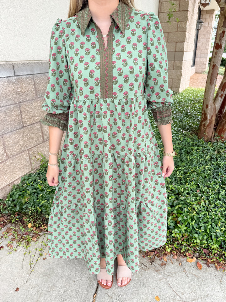 Eleanor Dress - Floral Foulard Vineyard