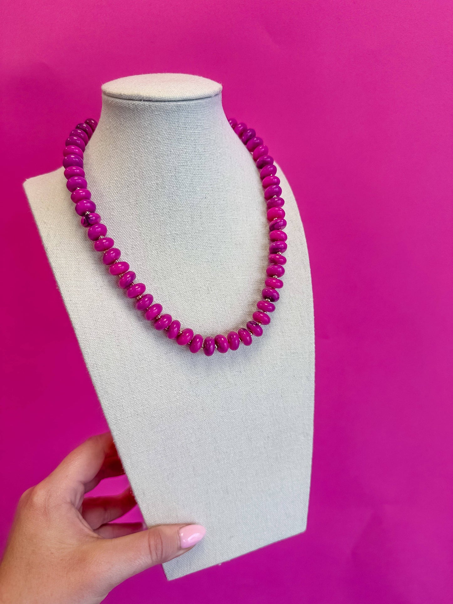 Layering Bead Necklace - Pink