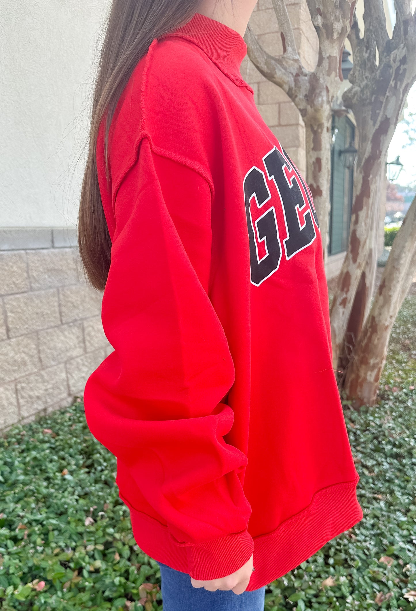 Georgia Reversible Mockneck Sweatshirt - Red