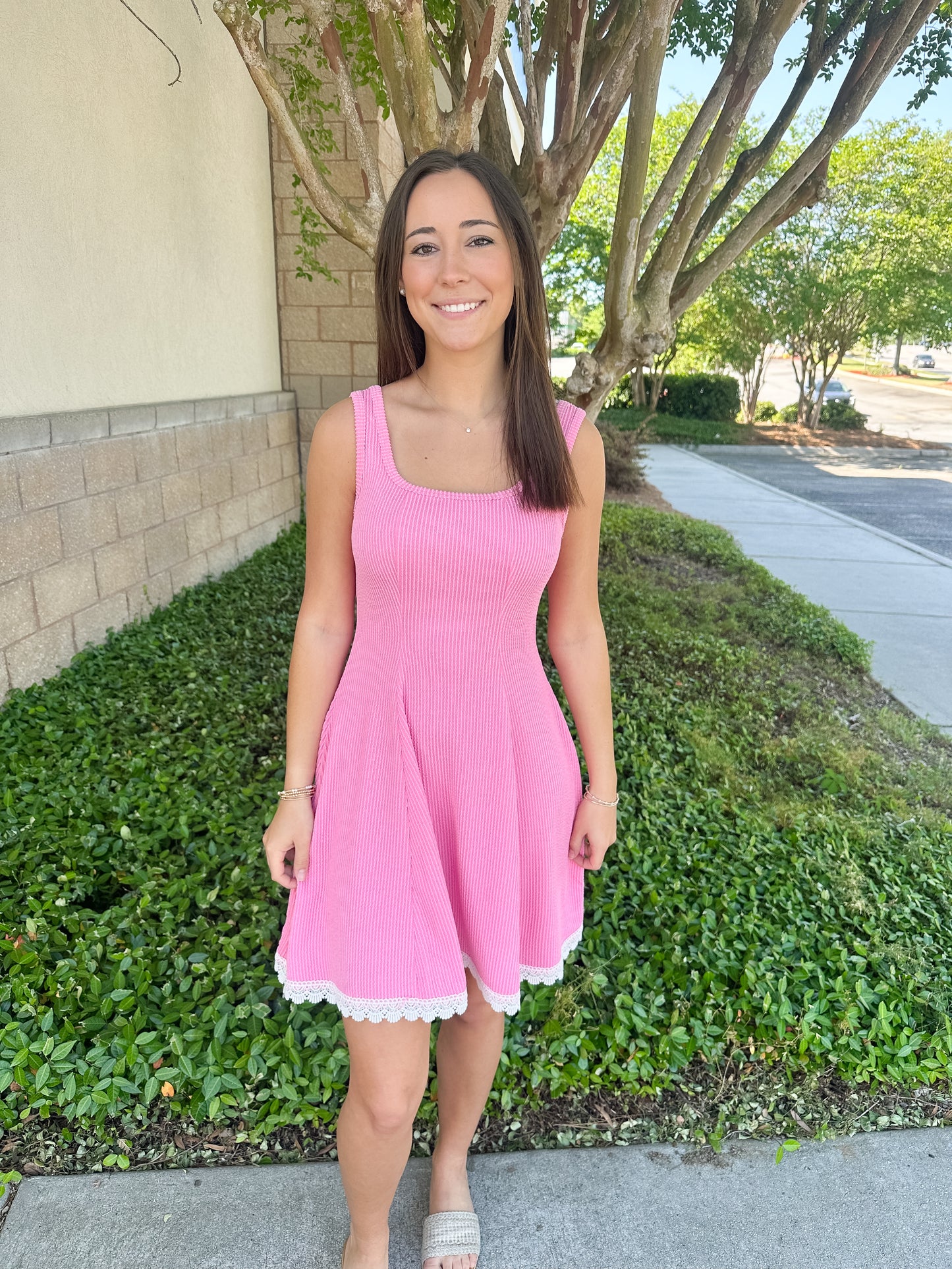 Kimmie Cored Tank Dress - Pink