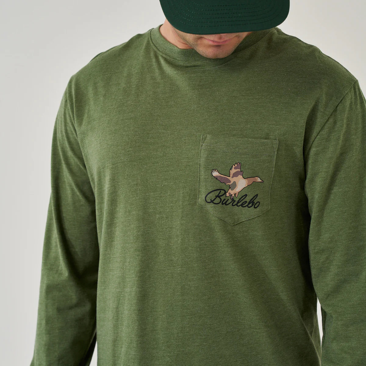 Burlebo Men’s Ducks Flying In L/S T-Shirt - Heather Olive