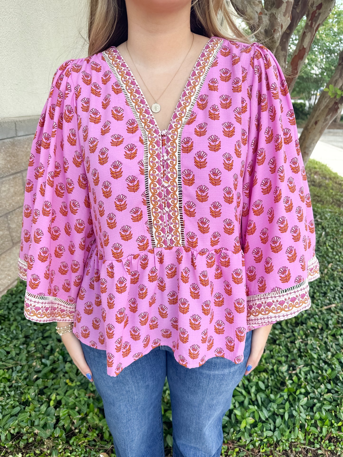Monroe Top - Floral Foulard Pink