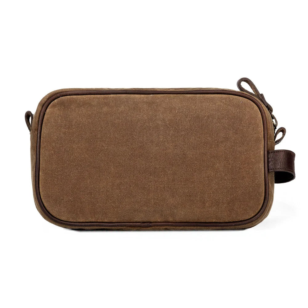 Mission Mercantile Campaign Waxed Canvas Toiletry Shave Kit - Smoke Brown