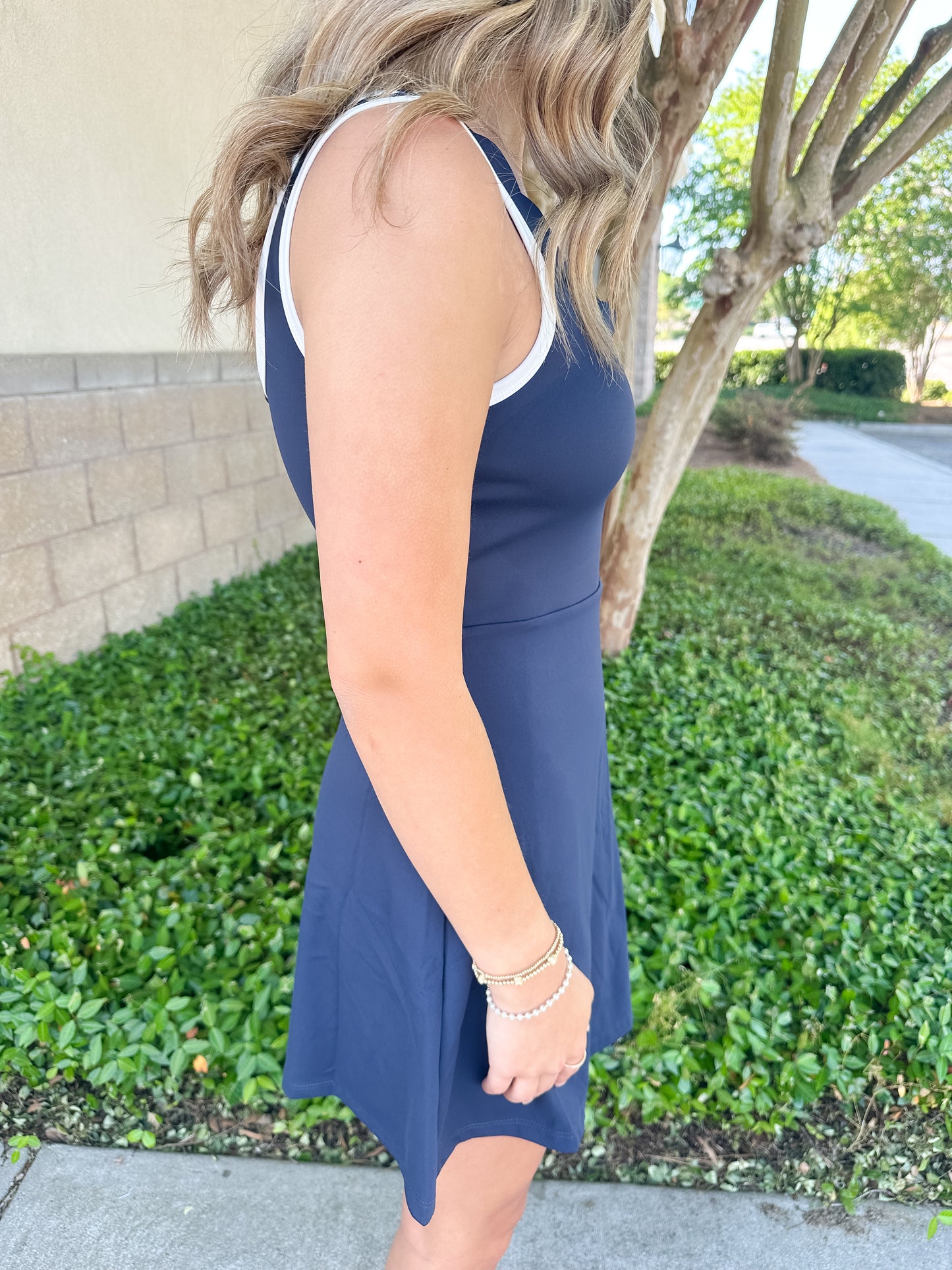 Raiyn Wrapped Scalloped Sports Dress - Navy