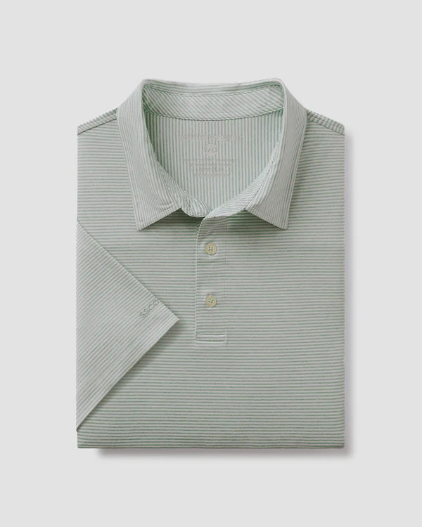 SSCO Men’s Heather Madison Stripe Performance Polo - Dusty Olive