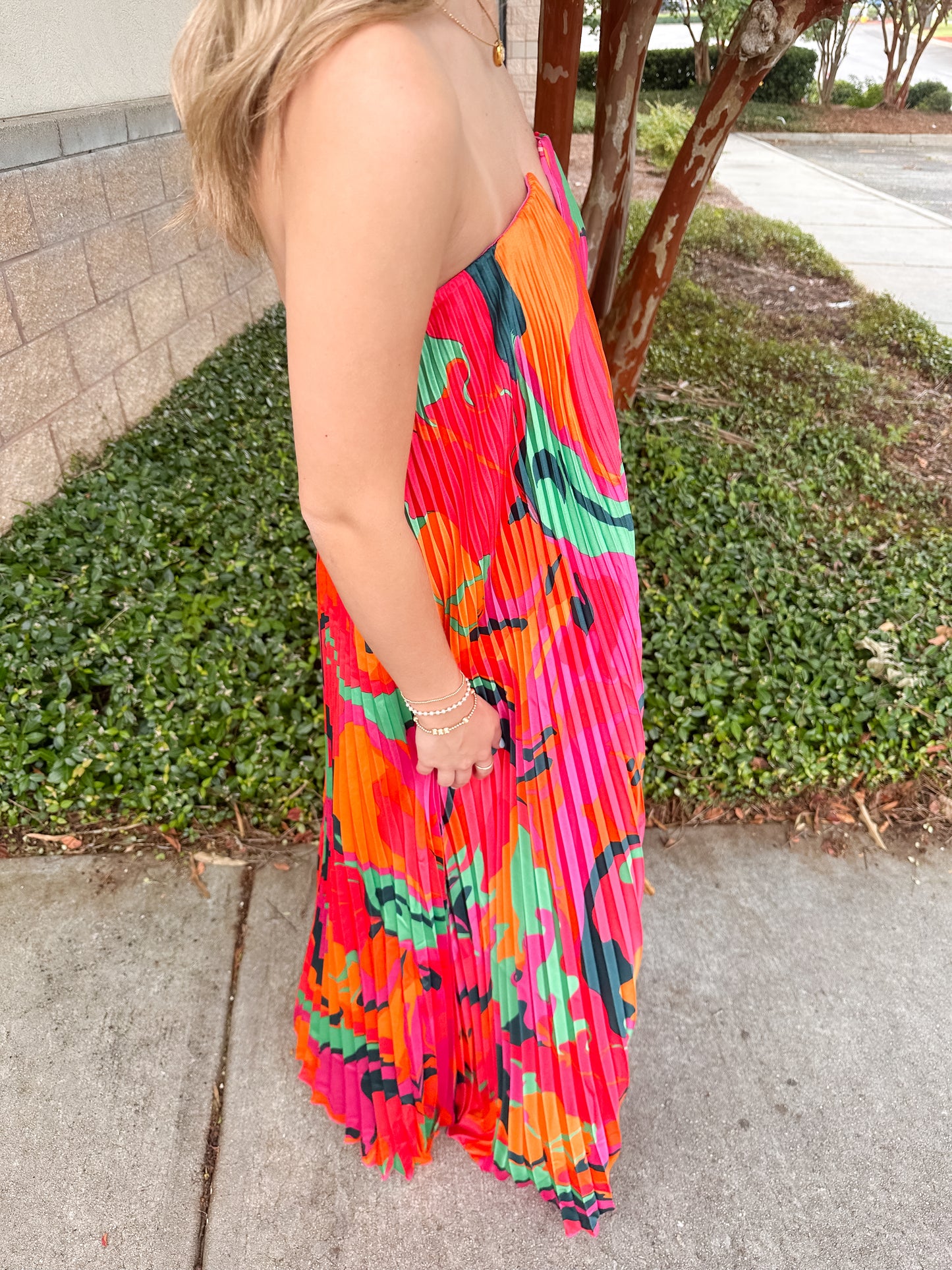 Satin Swirl Midi Dress