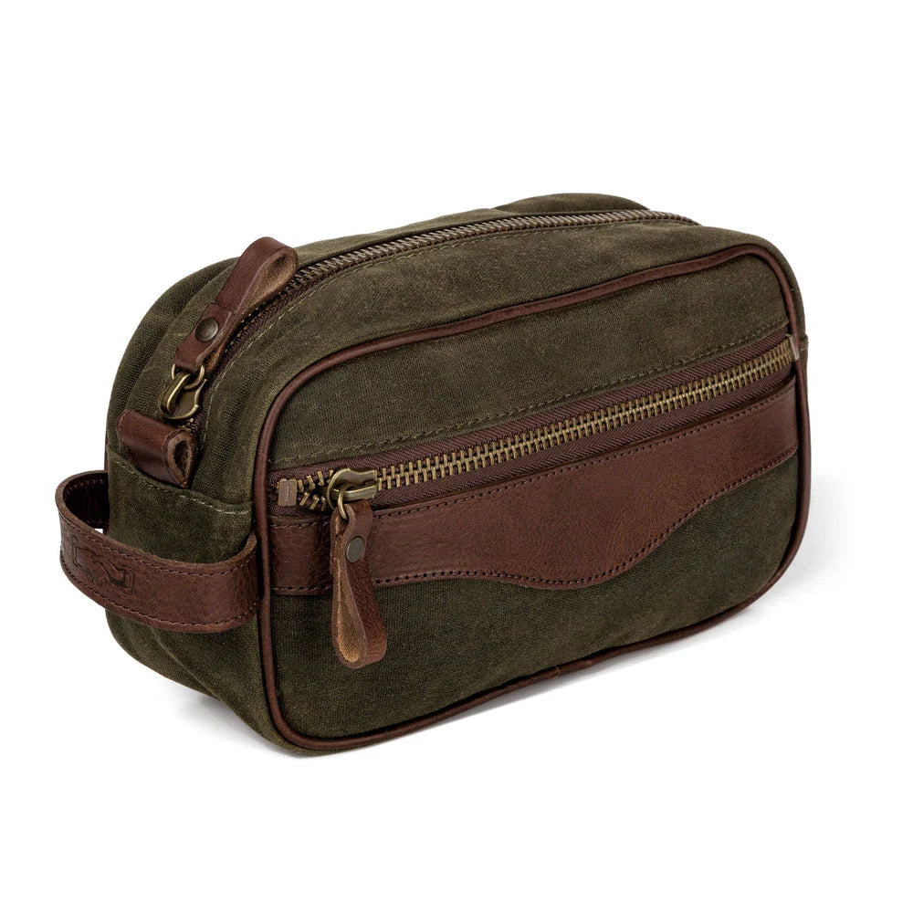 Mission Mercantile Campaign Waxed Canvas Toiletry Shave Kit - Smoke Forest