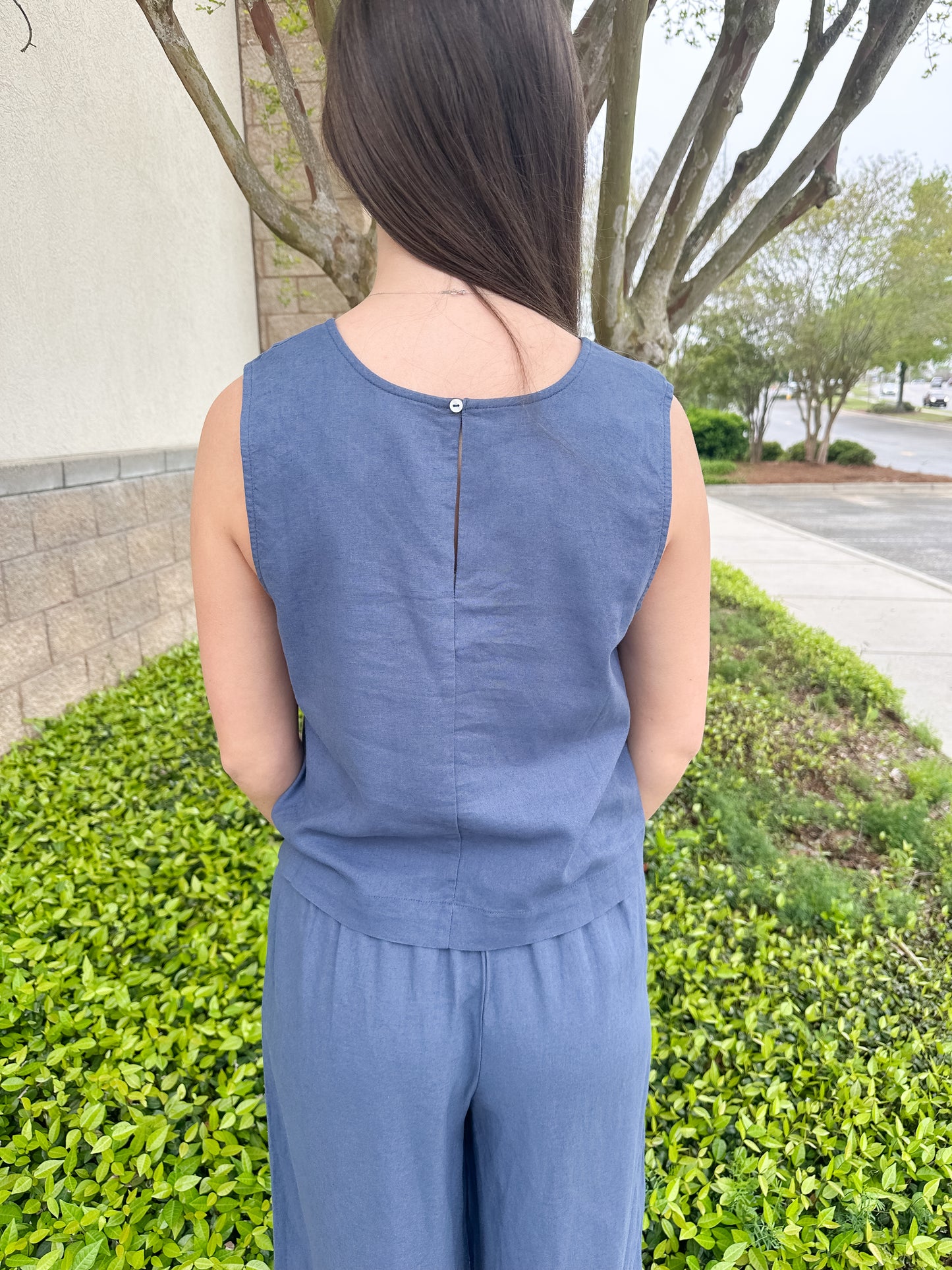 Sloane Linen Top - Vintage Indigo