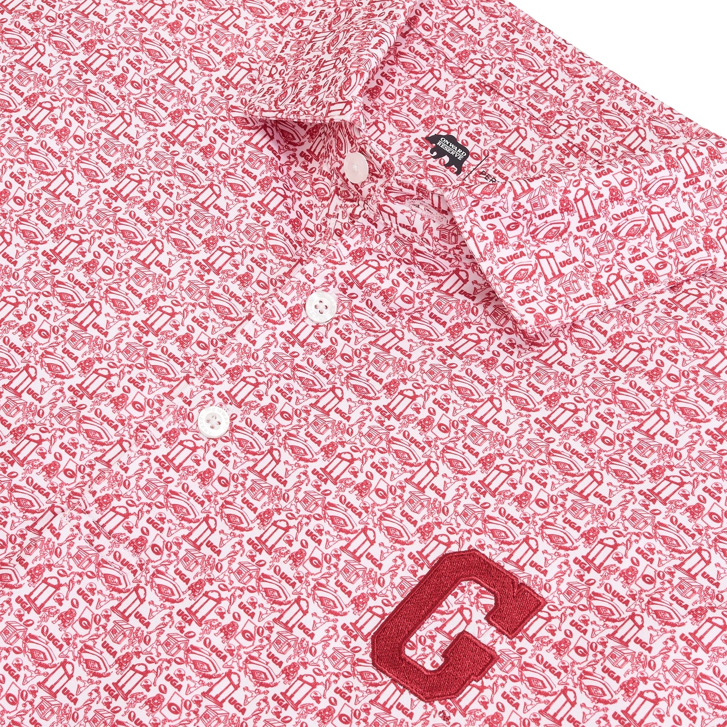 Onward Reserve UGA Georgia Icons Printed Performance Polo - Dawgs