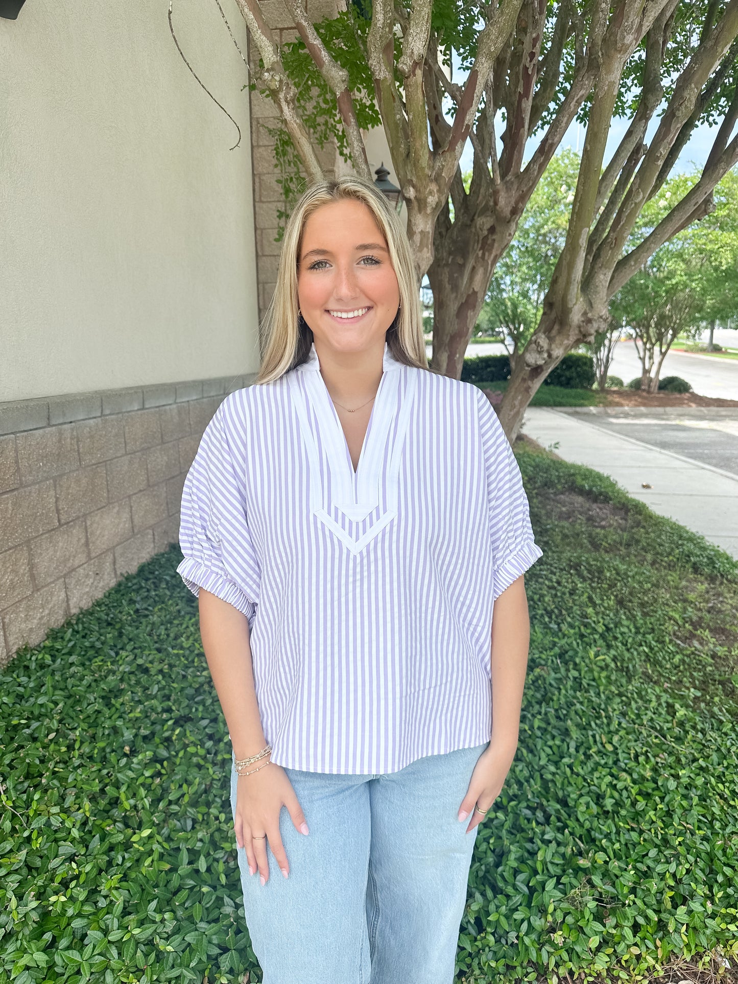 Lottie Stripe Top - Lavender