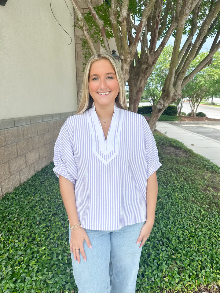 Lottie Stripe Top - Lavender