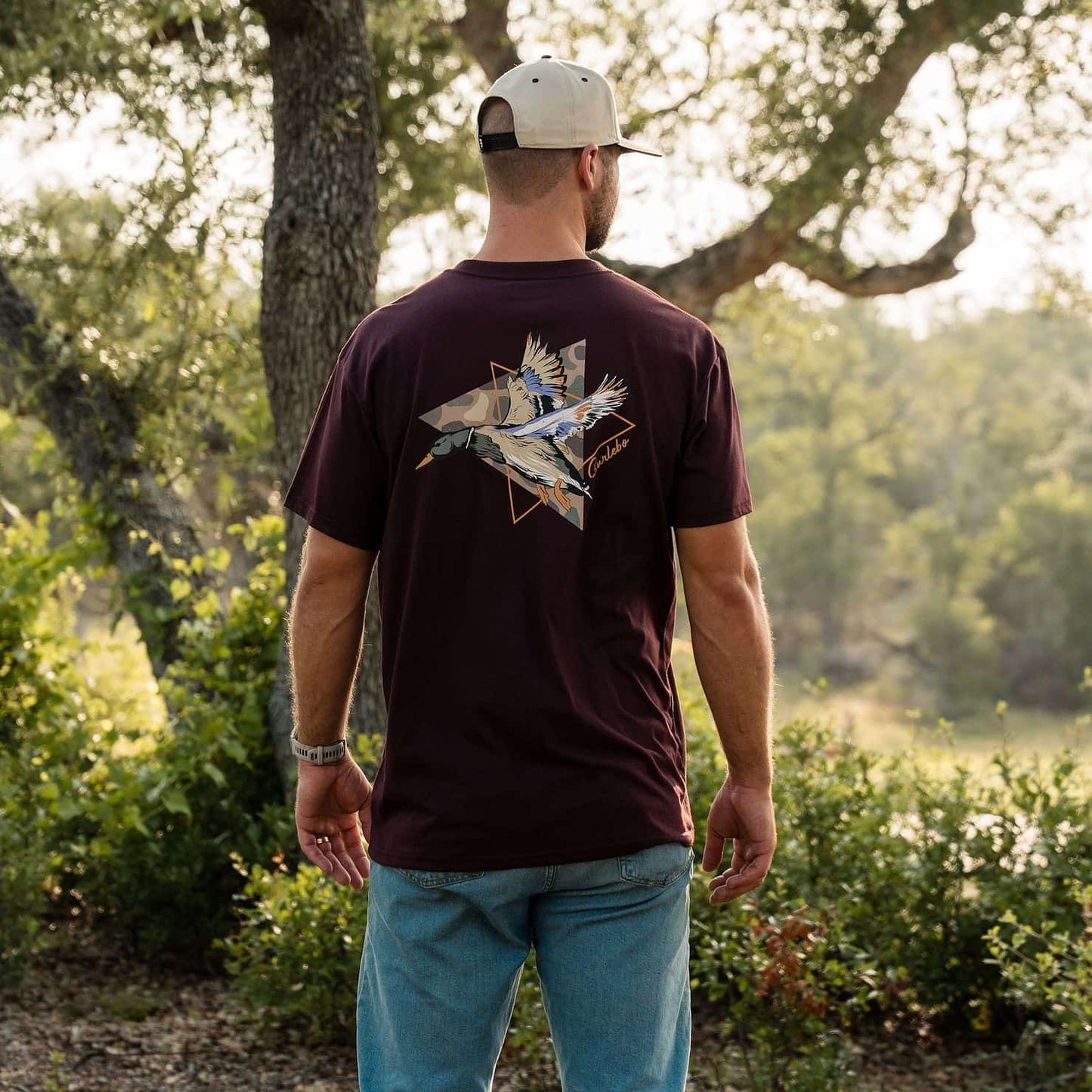 Burlebo Men’s S/S T-Shirt - Pintail Triangle Duck - Maroon