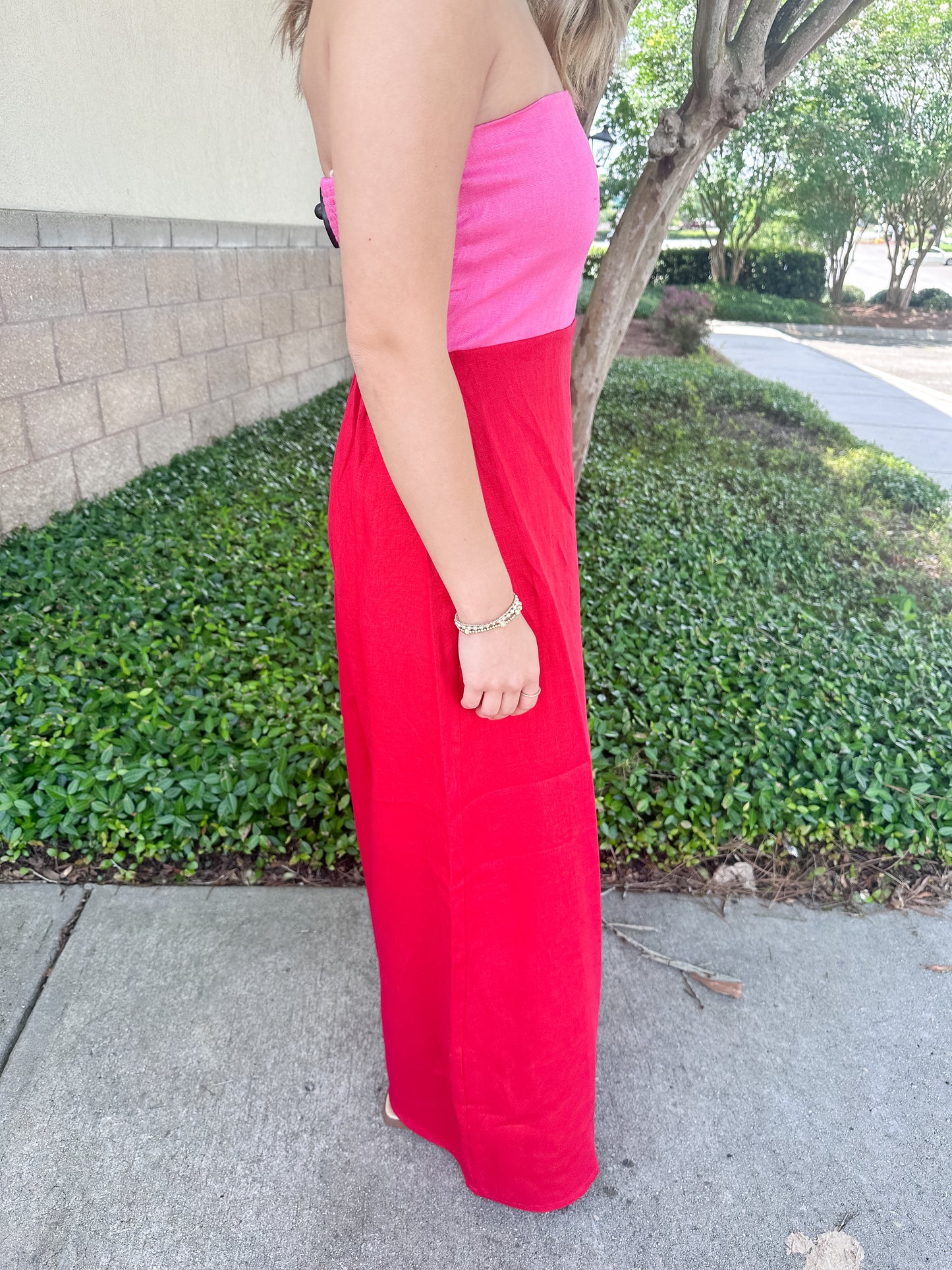 Hailey Colorblock Maxi Dress - Red
