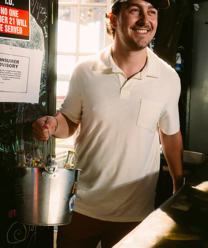 Free Fly Men’s Bamboo Slub Polo II - Sea Salt