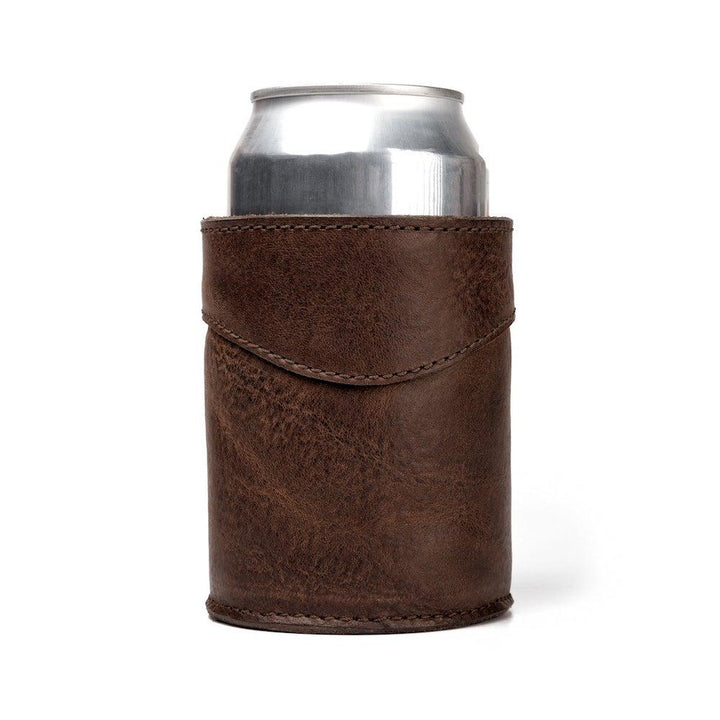 Mission Mercantile Campaign Leather Can Koozie - Smoke