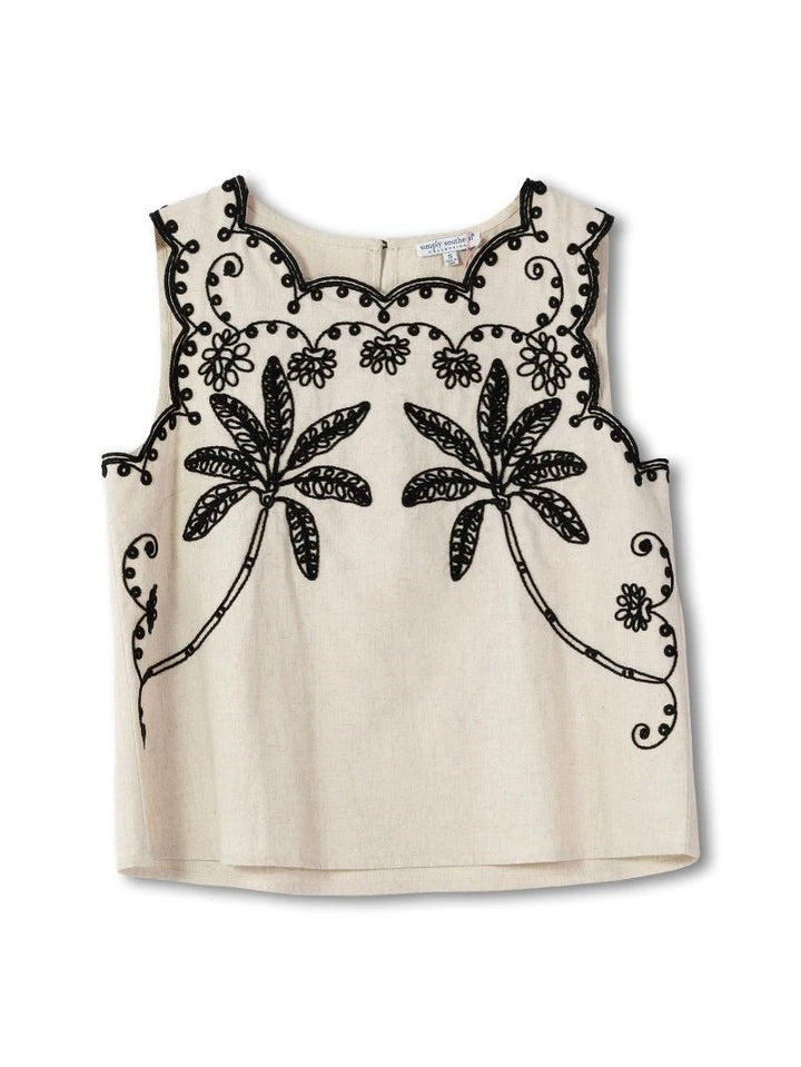 Fran Embroidered Top - Linen