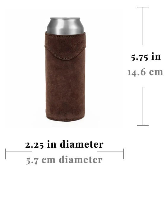 Mission Mercantile Campaign Leather Slim Can Koozie - Smoke Vintage Camo