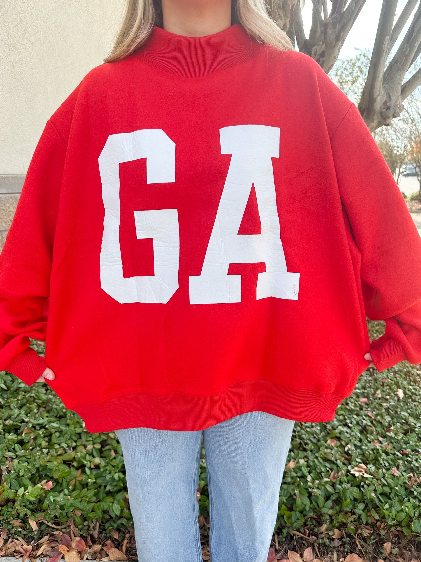 Georgia Reversible Mockneck Sweatshirt - Red
