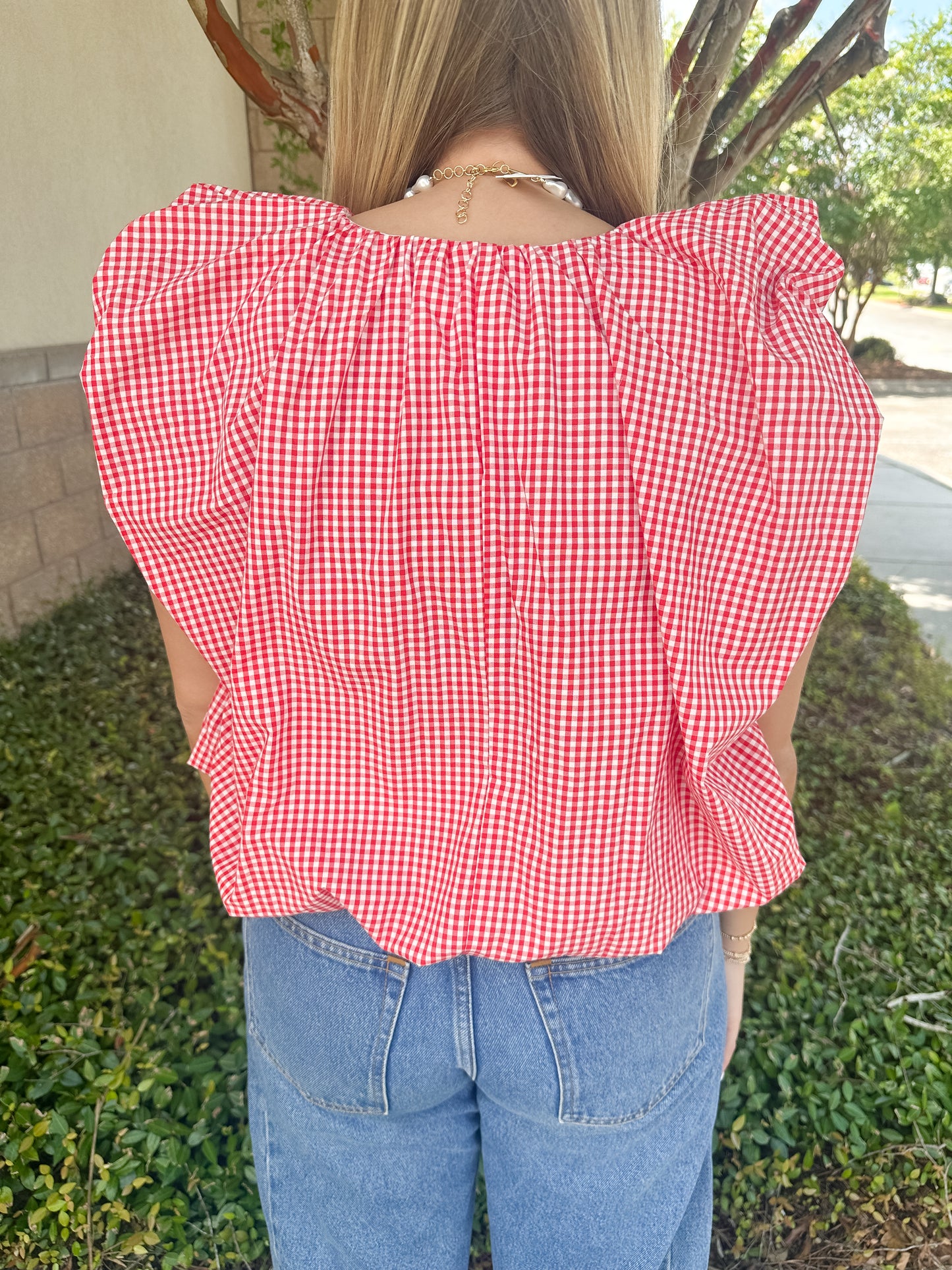 Francis Bubble Top - Red Gingham
