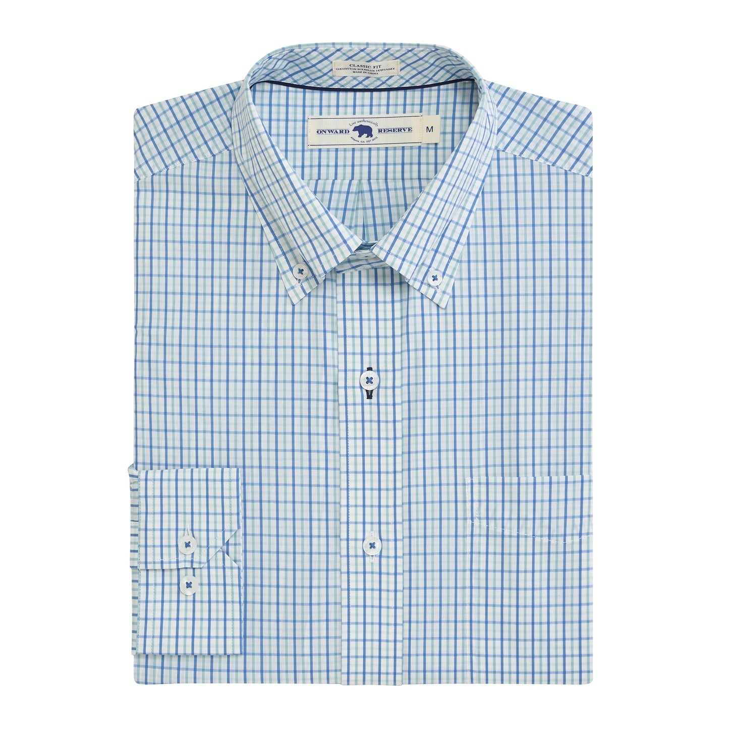 Onward Reserve Quincy Classic Fit Quad Button-Down - Ensign Blue