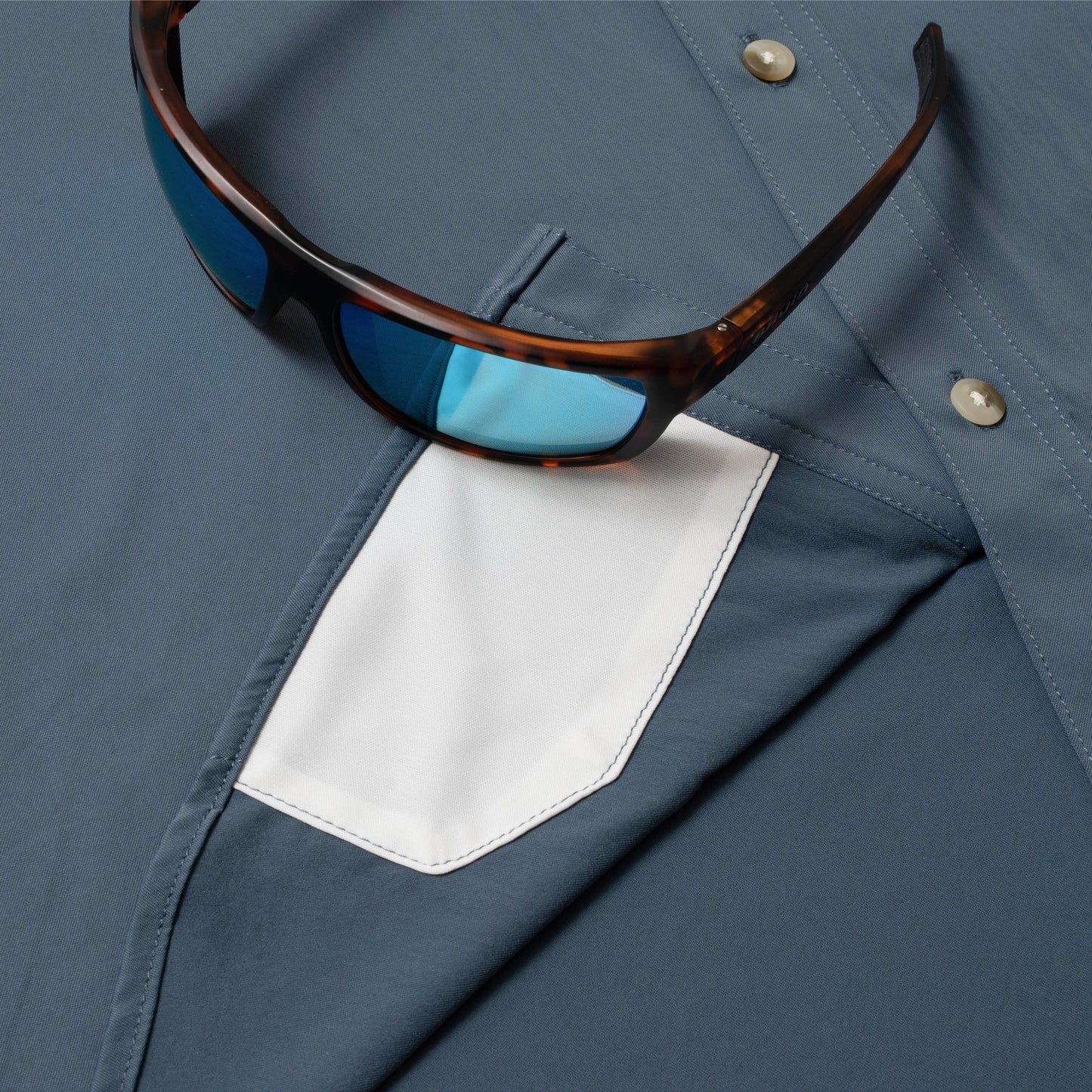 Poncho Men’s “The Ahi” S/S Slim Shirt - Slate Blue
